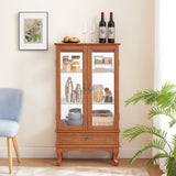 Lighted Glass Cabinet Glass Wine Cabinet Curio Display Cabinet with Adjustable Glass Shelves 2 Doors W2275P178824