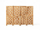 4 Panel Paulownia Wood Folding Room Divider with Wave Cutout Pattern, Double-Side 180&deg Hinges 10815504