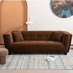 ZUN WKS13 Mid-century modern style: camel sofa simple, small square design, velvet fabric texture W2085P173260