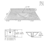 Montary 37inch bathroom vanity top stone carrara white new style tops with rectangle undermount W50921988