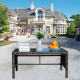 Outdoor patio Furniture 1 Coffee Table with clear tempered glass W20966895