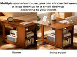 Bamboo folding edge table with movable storage, foldable tabletop suitable for beds and sofas, W2641P454908