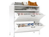 Metal Cabinet White - 2 Flip Drawers Open Storage Layer Rack, Slim 11.8"D Freestanding Steel T2398P482740