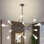 ZUN Modern Sputnik Chandelier, Mid Century Chandelier Light Fixture, Black and Gold Pendant Lighting for 00311656