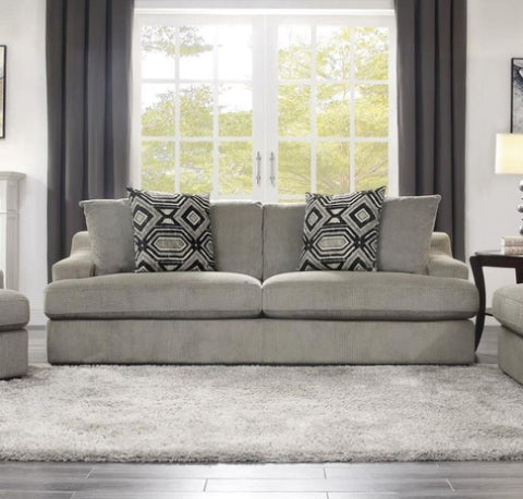 ZUN Modern Traditional Luxury Living Room Sofa 1pc Light Gray Plush Microfiber Upholstery 4 Decorative B011P183633