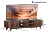 Wood Fluted TV Stand for TVs up to 70 Inch, Mid Century Modern Low Profile TV Console Cabinet with 08236084