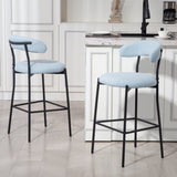 26'' Counter height bar stools Teddy fabric cover kitchen island counter bar stool with black powder 75733996