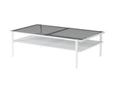 Rectangle Coffee Table with Gray Tempered Glass top and White Legs, Modern Table for Living Room W241139569
