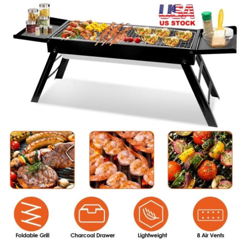 ZUN Portable BBQ Griddle, Foldable Kabob Barbecue for Outdoor Hibachi BBQ Lamb Skewer Camping Barbecue 25882230