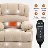 ZUN 23" Seat Width and High Back Large Size Beige Chenille Power Lift Recliner Chair with 8-Point 22233917