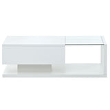 ON-TREND Modern Coffee Table with Tempered Glass, Wooden Cocktail Table with WF303936AAK