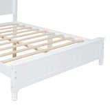 Full Size Wood Platform Bed Frame,Retro Style Platform Bed with Wooden Slat Support,White WF308186AAK