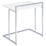 White High Gloss Rectangular Top Snack Table with Metal Legs B062P156868