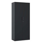 ZUN 71"H Metal Garage Storage Cabinet, Black Tool Steel Locking Cabinet with Doors and 3 Shelves, Tall 81017127