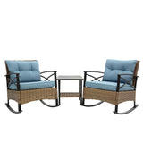 ZUN 3pcs rocking rattan set wholesale leisure chair outdoor rattan rocking chair set grey W640134153