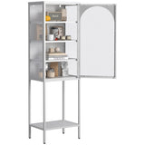 Metal Glass Door Display Storage Cabinet - 5-Tier Cube Bookshelf Storage Cabinet with 3 Adjustable W2735P186328