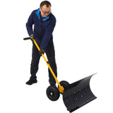 Snow Shovel with Wheels, Snow Pusher, Cushioned Adjustable Angle Handle Snow Removal Tool, 29" 41813238