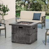 ZUN Outdoor Patio 24.5" H x 30" W Square Gas Burning Concrete Fire Pit - 40, 000 BTU, Fire Pit Table 69895128