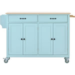 ZUN Kitchen Island Cart with 4 Door Cabinet and Two Drawers and 2 Locking Wheels - Solid Wood Top, WF286911AAN