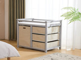 Gray painted pine wood frame children's bed with removable top, 87*53*87.5cm, includes 3 fabric 29031768