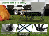 Oversized Foldable Camping Chair with Side Table & Cup Holder, 330 LBS Capacity for Outdoor Use-Gray 11091693