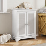 White two door rattan storage cabinet with adjustable partition, medieval modern independent buffet W1706P280678
