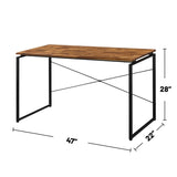 Solid Wood Top Rectangular Writing Desk, Oak and Black B016P311356