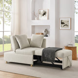 Convertible Sleeper Sofa Chair Adjustable Backrest Recliner with Pullout Sofa Bed with Wheels, W1413P227519