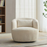 34.25 "Wide Upholstered Corduroy Metal Base 360&deg Swivel Barrel Soft Chair with Pillow, for Club, W3118P253970