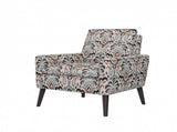 Enna Accent Arm Chair in Amber Damask Pattern with Dark Brown Solid Wood Legs B127P409852