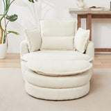 38"W Oversized Swivel Chair with moon storage ottoman for Living Room, Modern Accent Round Loveseat W834P150050