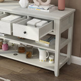 Console Table with Wood Frame and Legs, Sofa Table Entryway Table with 3 Drawers and 2 Open Shelves 19496319