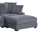 Living Room Furniture 1pc Ottoman Dark Gray Corduroy Soft Cushion Cocktail Ottoman Wood Legs B011P211061