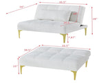 Convertible sofa bed futon with gold metal legs teddy fabric W109768483