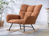 Teddy Fabric Wingback Glider Rocker with Side Storage Pocket, Soft Comfy Nursing Rocking Chair, 68696163