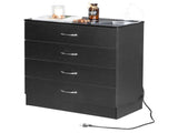 PB Wood Simple 4-Drawer Nightstand Dresser with USB Ports & Outlet Black 58873674