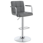 ZUN Grey and Chrome Adjustable Bar Stool B062P145644