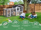 Wooden Rabbit Hutch Outdoor Chicken Coop Indoor Bunny Cage with Run, Guinea Pig House Pet House with 74880147