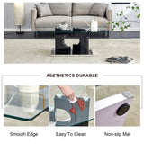 ZUN A rectangular modern and fashionable coffee table with tempered glass tabletop and black MDF legs. W1512P245578