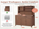 (With Assembly Video) TOPAMX Potting Bench with Hutch, 65" H Solid Fir Wood Garden Workstation, N717P404330D
