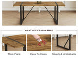 Rustic Industrial Rectangular Wood Dining Table For 4-6 Person, With 1.5" Thick Engineered Wood W2827P427974