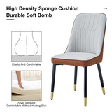 ZUN Light gray and brown color combination dining chairs and living room chairs. PU cushion and metal W1151P164672