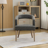 25.79" Wide Modern Barrel Open Back Upholstered Accent Chair with Weathered Solid Wood Legs Dining W3118P254207