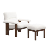 U-Can Modern Accent Chair with Ottoman, Mid Century Lounge Chair with footrest, Comfy Fabric N724P261932K