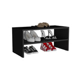 ZUN Shoe Rack 13.7" H, with 2 Shelves, Black B097P250841