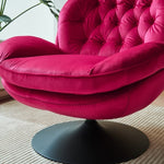 ZUN Swivel Leisure chair lounge chair velvet RED color with ottoman W1805142162