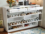 Wooden Shoe Cabinet with 4 Flip Drawers,Shoes Rack Cabinet with 2 Storage Drawers,Classified Storage W1580P402825
