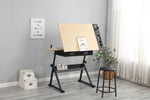 ZUN adjustable drawing drafting table desk with 2 drawers for home office and school with stool W347P151532