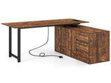Reversible L-Shaped Desk with Built-in Charging Station, Home Office Desk with Drawers & File 04161384