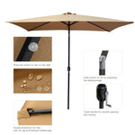 ZUN Outdoor Patio Umbrella 10 Ft x 6.5 Ft Rectangular with Crank Weather Resistant UV Protection Water W41923910